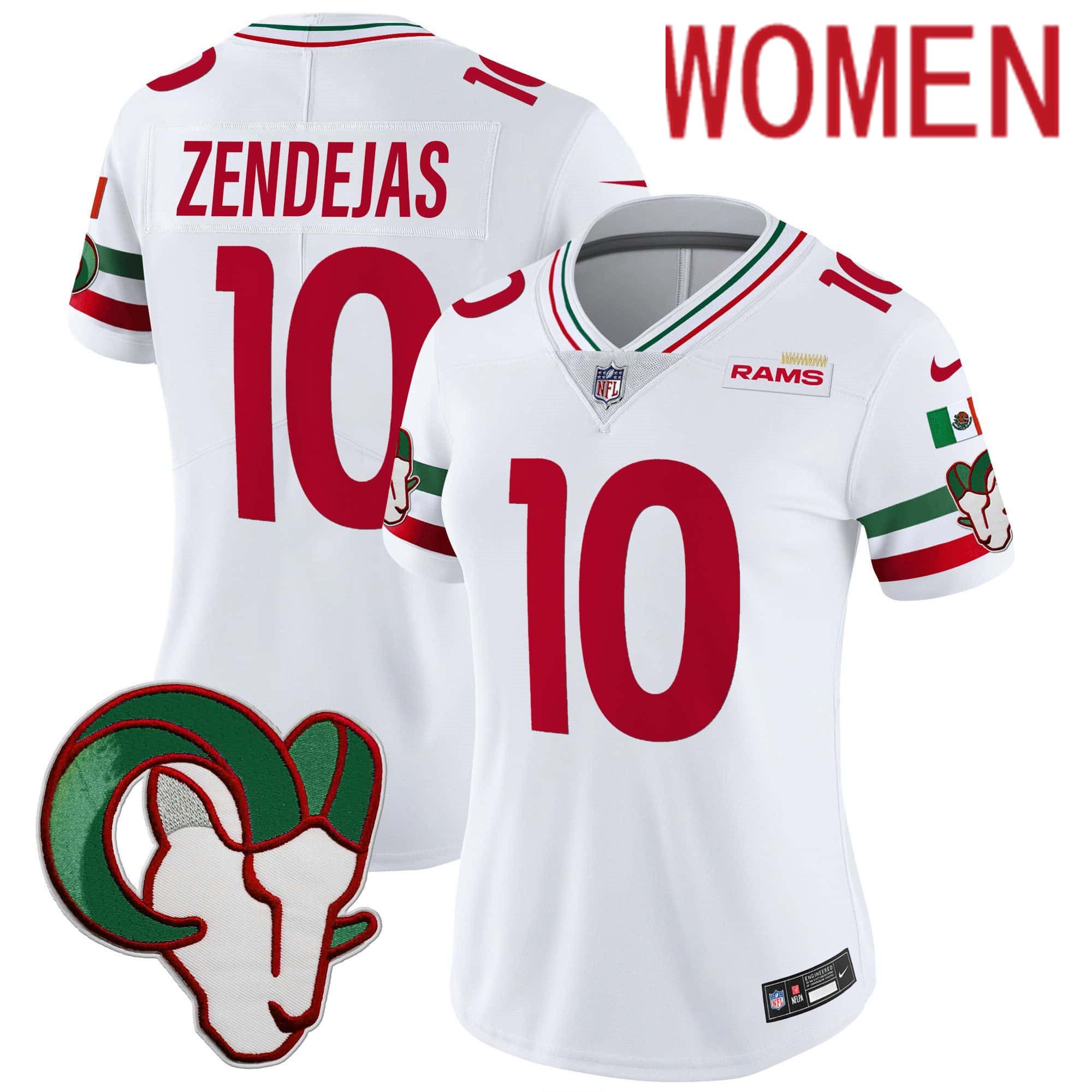 Women Los Angeles Rams #10 Zendejas White 2024 Nike Mexico Vapor Limited NFL Jersey